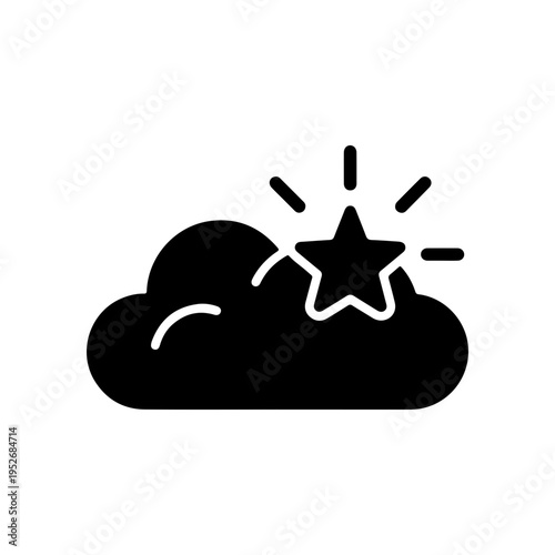 Positive thinking cloud star silhouette icon representing optimism and inspiration Vector illustration