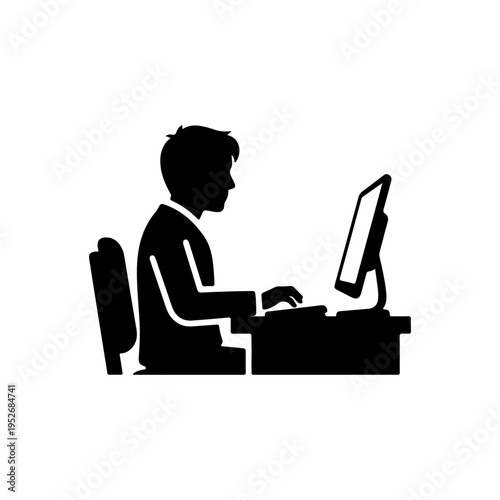 Software engineer working at desk coding and development workspace Vector illustration