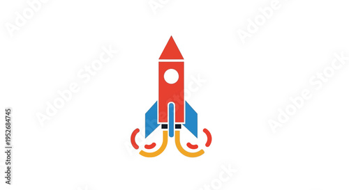 Colorful Rocket Launch Illustration Depicting Concepts of Flight, Space, and Innovation