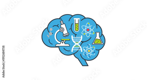 Conceptual illustration depicting scientific concepts within the human brain