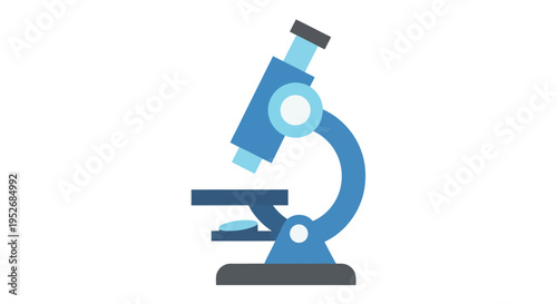 A simplified illustration of a microscope in blue hues for scientific applications