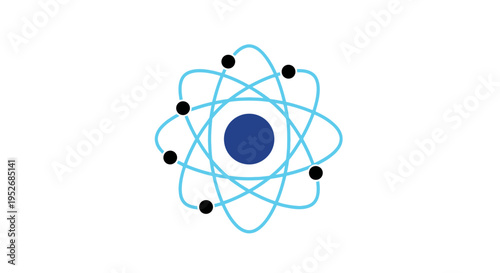Atomic structure vector illustration showcasing electrons orbiting the nucleus in a simplified