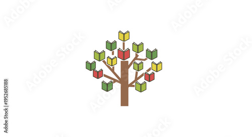 Conceptual illustration depicting knowledge, education, and growth through a vibrant tree metaphor