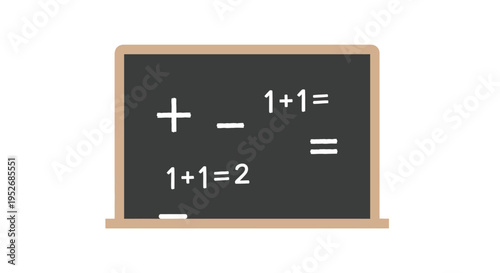 Simple arithmetic example on a chalkboard for educational purposes and early learning concepts