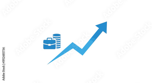 Business growth and financial success represented by an upward trend arrow and icons