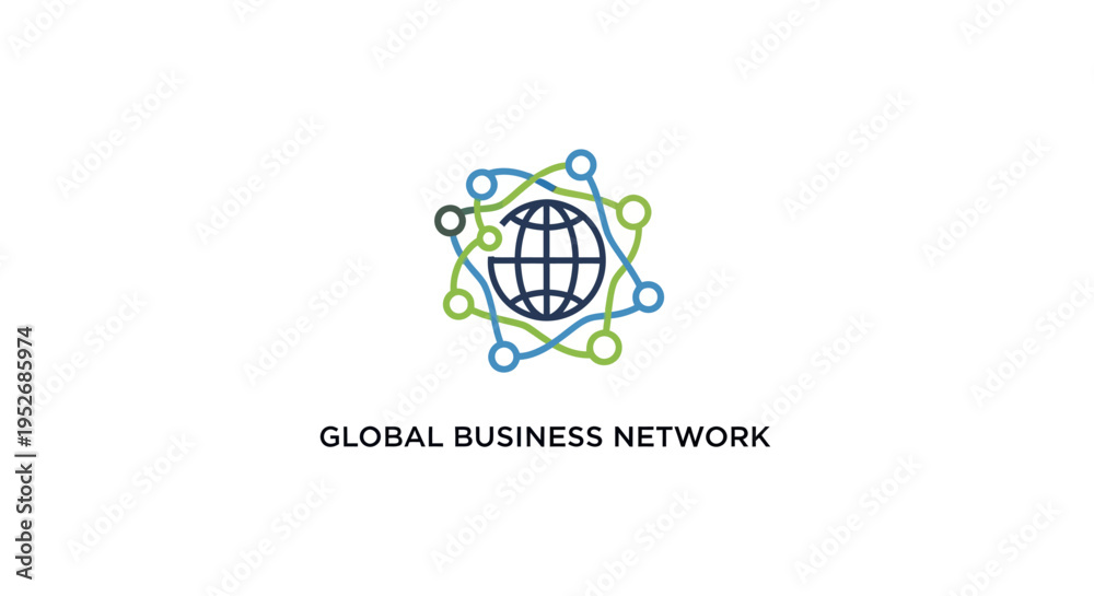 Fototapeta premium Global business network icon design with a connected world logo for branding and marketing