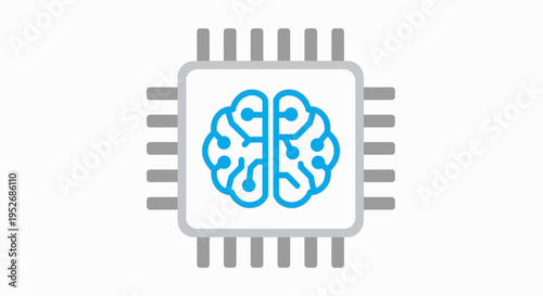 A symbolic illustration of artificial intelligence incorporating a brain within a microchip design