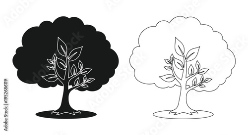 Contrasting trees one dark one light showcasing duality and balance