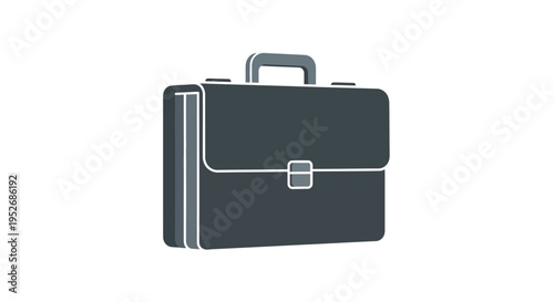 Minimalist representation of a business briefcase isolated on a pristine white backdrop