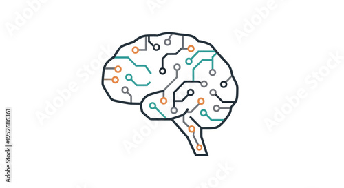 Conceptual representation of artificial intelligence and digital neural network
