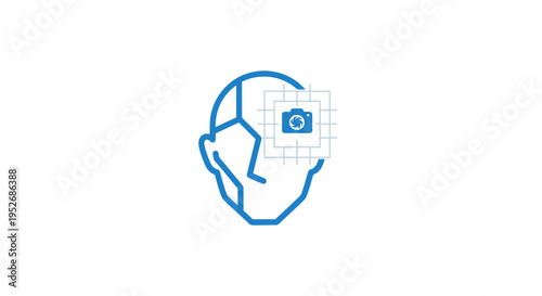 Conceptual representation of artificial intelligence and digital image capture in a minimalist