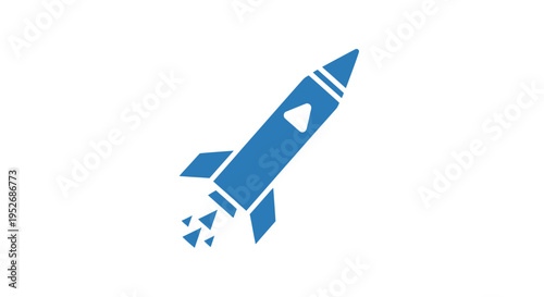Blue rocket icon illustration representing launch and innovation on a clean background