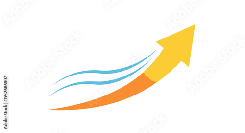 Graphic illustration of an upward arrow indicating growth, progress, and development in business