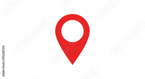 Red Location Pin Symbol on White Background, Representing Place and Destination Easily