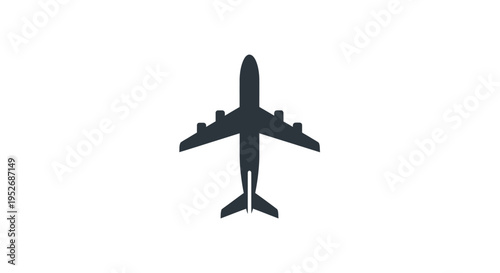 Silhouette of Airplane Against White Backdrop Representing Air Travel and Transportation
