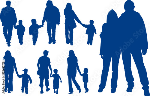 Silhouettes of parents with children
