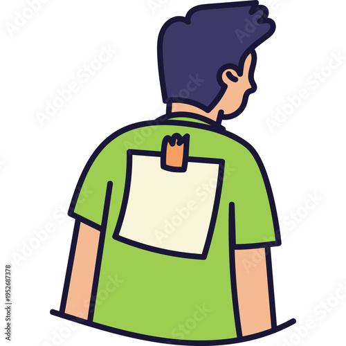 Man with Note on Back