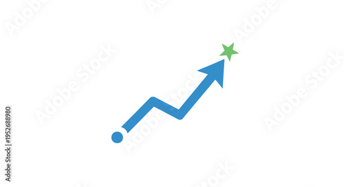 Abstract illustration of business growth and achieving a goal, a star and an arrow