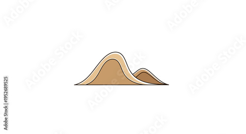 Minimalist representation of desert dunes, illustrated with clean lines and earth tones