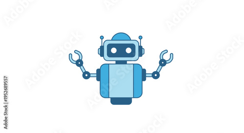 A Friendly Robot in a Modern Digital Design Illustration over a White Background