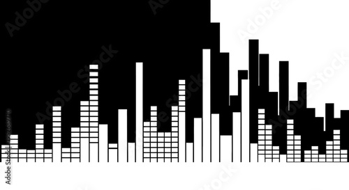 Dynamic audio equalizer sound bars, abstract music waveform on a black background