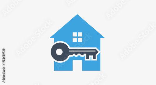 Home ownership and real estate investment concept with house icon and key illustration