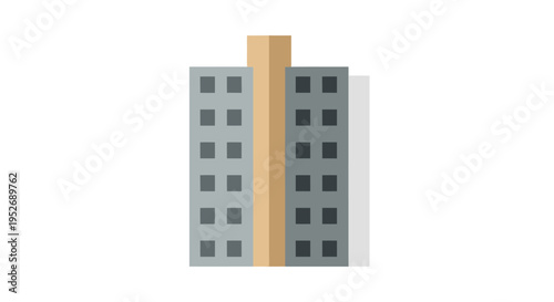 Minimalist architectural illustration of a modern building with a distinct design