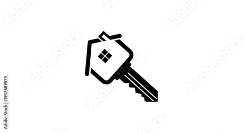 Minimalist representation of a house key concept symbolizing home ownership