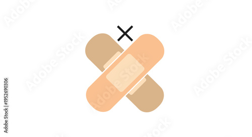 Crossed Bandages with an X Mark Symbolic of Injury or Medical Concept on White