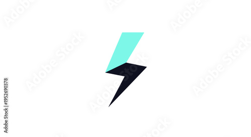 Minimalist lightning bolt design with turquoise and black color scheme on white background