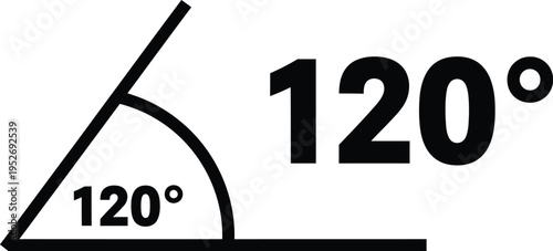 Diagram of obtuse angle measuring 120 degrees