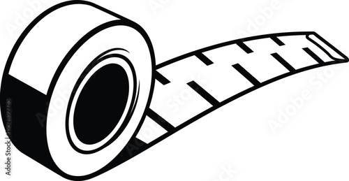 Black and white tape measure tool illustration