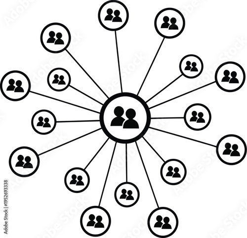 Digital network showing connected people