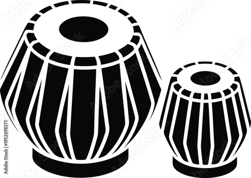 Tabla drum set icon, traditional indian musical instrument