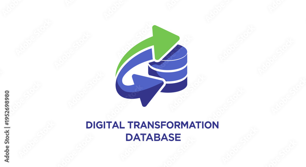 Fototapeta premium Digital transformation database concept with arrows depicting the cyclical data process.