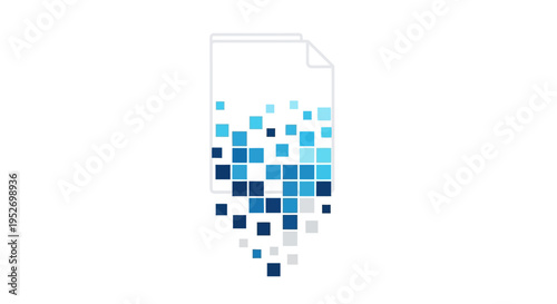 Abstract illustration depicting data fragmentation and digital document degradation process