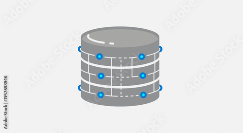 Conceptual illustration of a data storage database server with a clear diagrammatic format