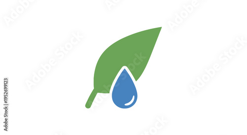 Minimalist representation of nature, combining a leaf and a water droplet symbol