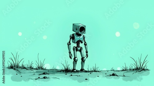 Wilderness Standing Robot Illustration