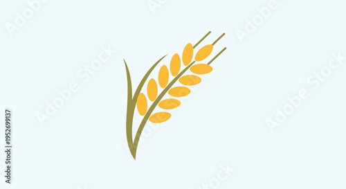 Minimalistic illustration of wheat spike with grain in flat style on a light background