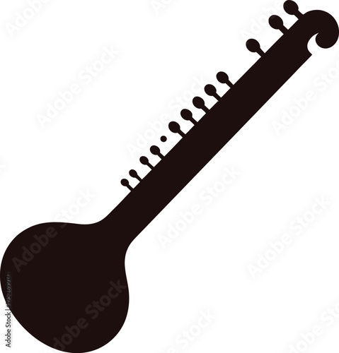 Sitar musical instrument silhouette icon
