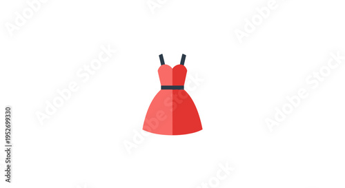 Minimalist Illustration of a Red Dress Against a White Background