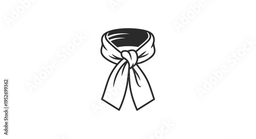 Minimalist monochrome illustration of a scarf, perfect for fashion designs or branding