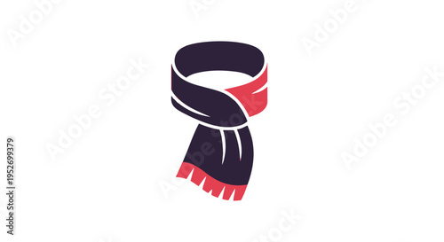 Minimalist scarf illustration design in shades of red and black, graphic on white background