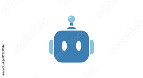 A Modern Digital Illustration of a Friendly Blue Robot Head Against a White Background