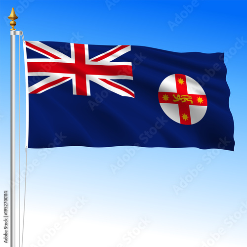 New South Wales territory, Australia, waving flag, Oceania, vector illustration