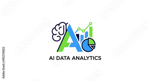 Data-Driven AI Analytics Logo Demonstrating Statistical Analysis and Intelligence