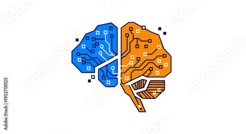 Conceptual representation of artificial intelligence and the human brain connection visualized