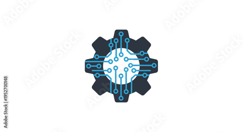 Digital Technology Gear Icon Representing Innovation and Technological Advancement