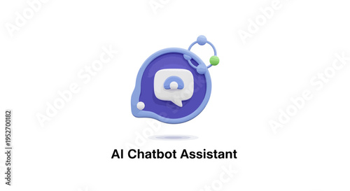 Icon of an AI chatbot assistant rendered in 3D in a clean and modern style